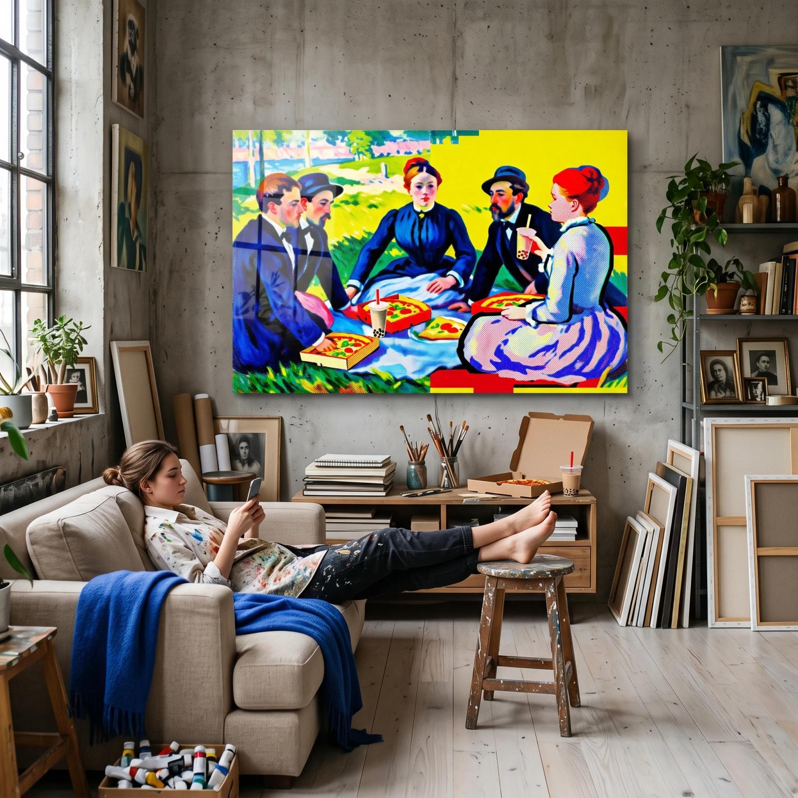 Victorian Picnic Pop Art Playful Portrait | Glass Wall Art — 3