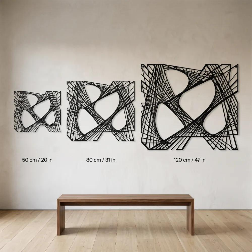 Abstract Geometric Metal Wall Art – Linear Illusion Silhouette, Modern Living Room Decor — 7