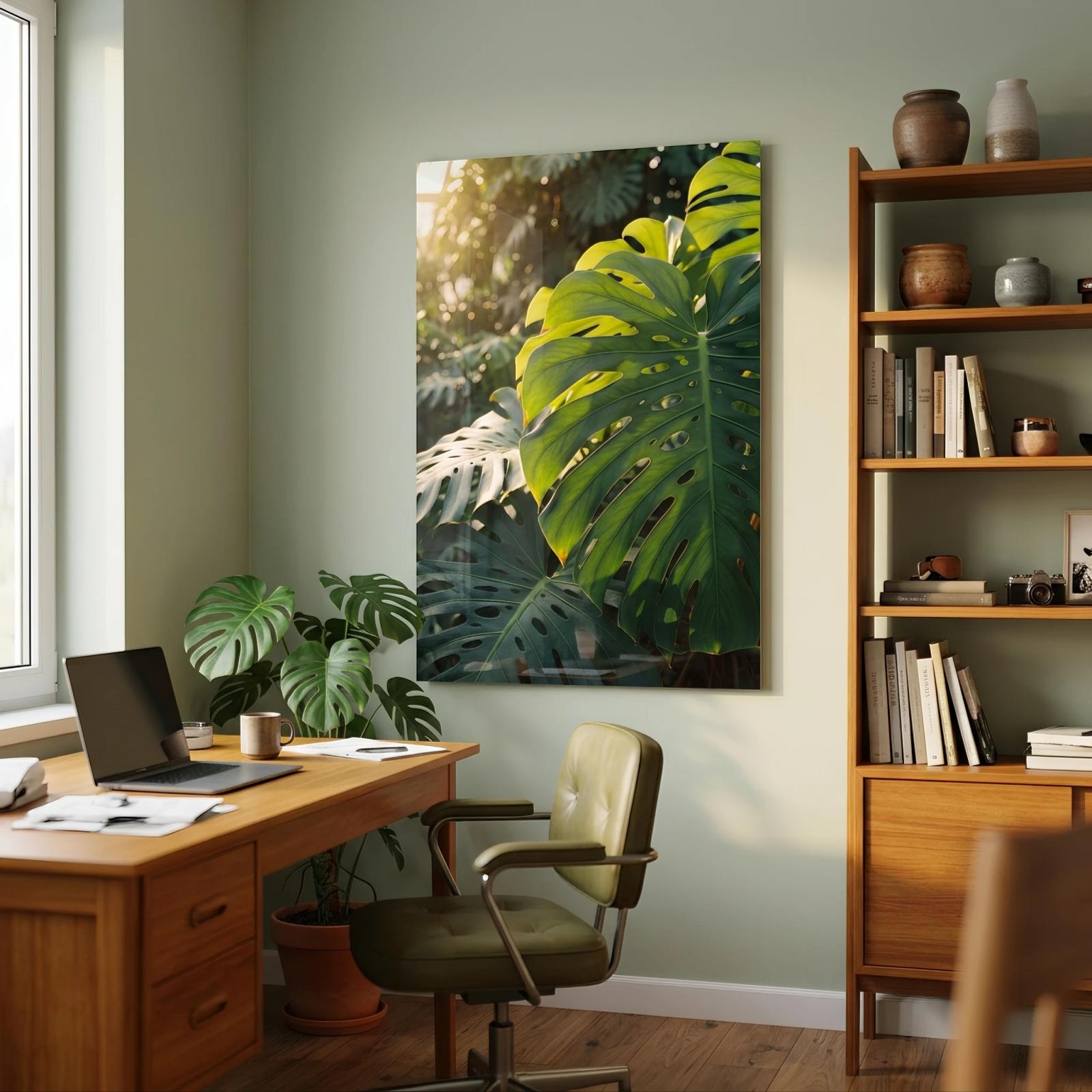 Monstera Leaf Wall Art Tropical Botanical Glass Wall Art — 3