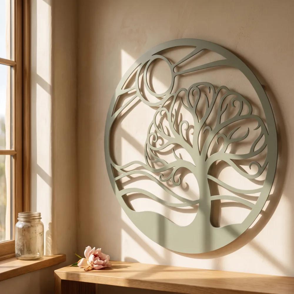 Tree of Life Metal Wall Art – Rooted Horizon, Nature Landscape Living Room Decor