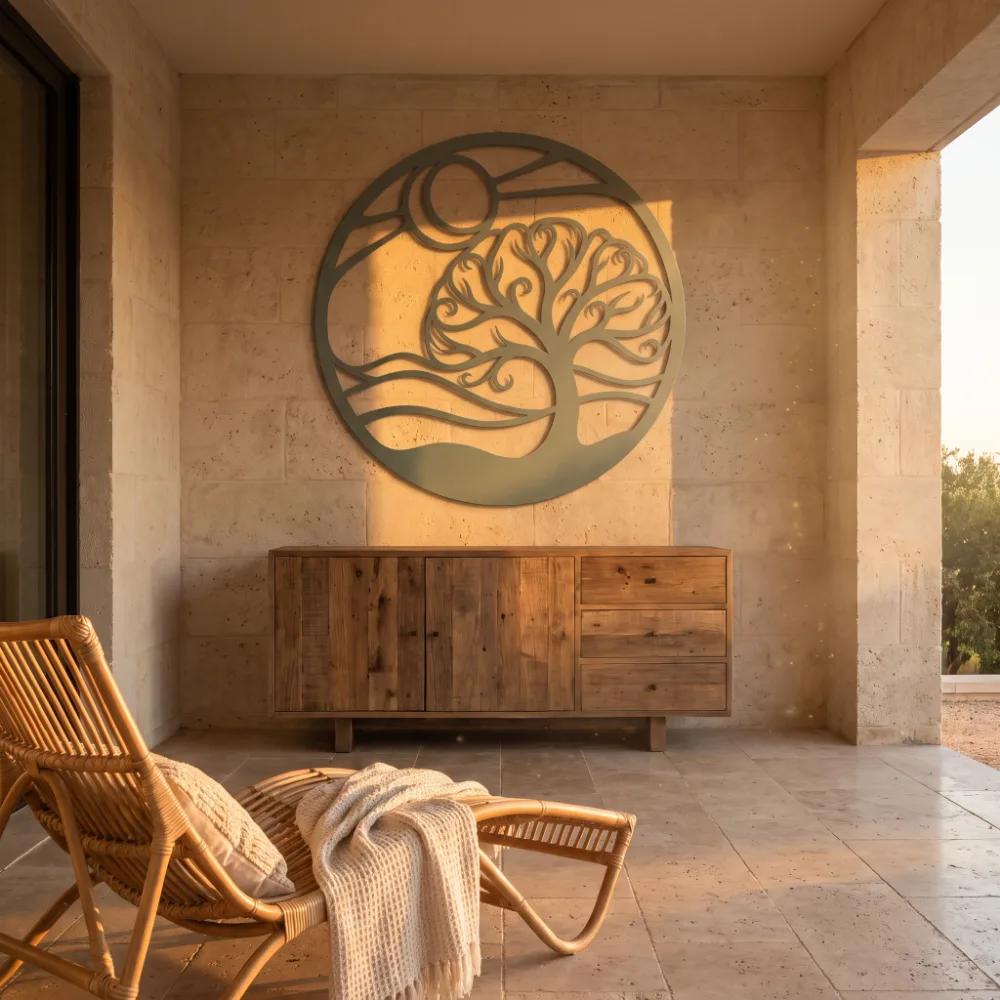 Tree of Life Metal Wall Art – Rooted Horizon, Nature Landscape Living Room Decor — 2