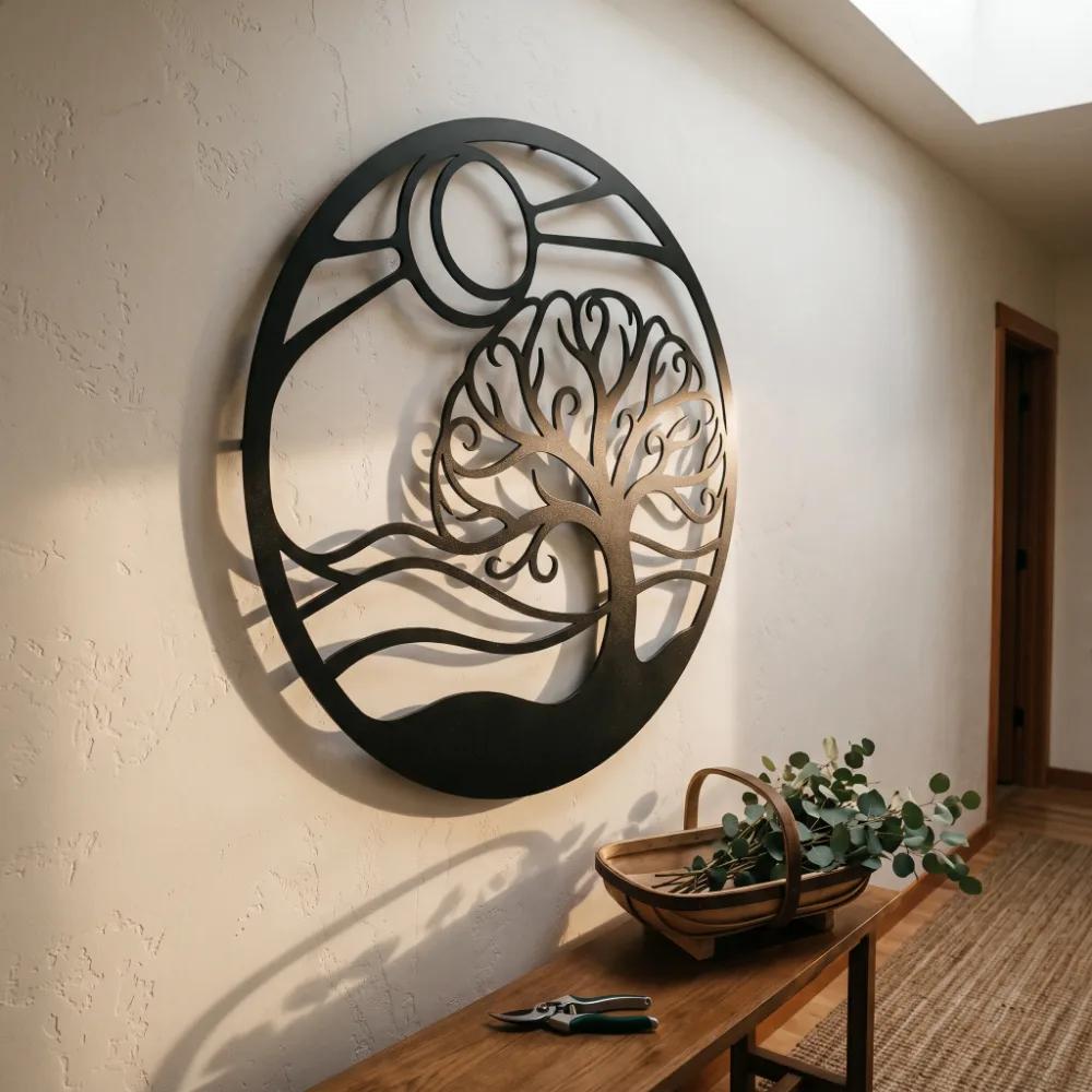 Tree of Life Metal Wall Art – Rooted Horizon, Nature Landscape Living Room Decor — 6