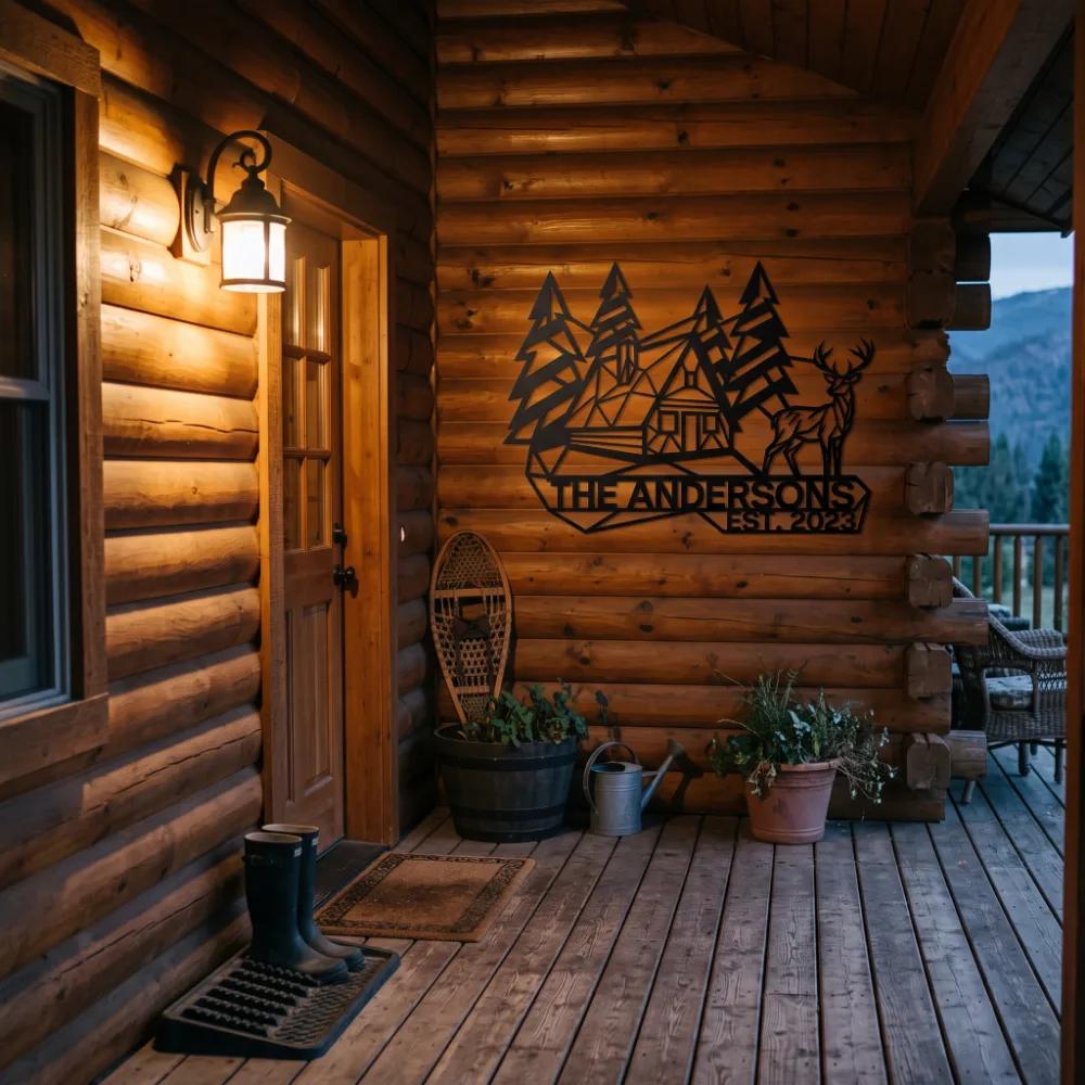 Custom Mountain Cabin Metal Address Sign – Forest Arrival, Rustic Facade & Porch Decor — 5