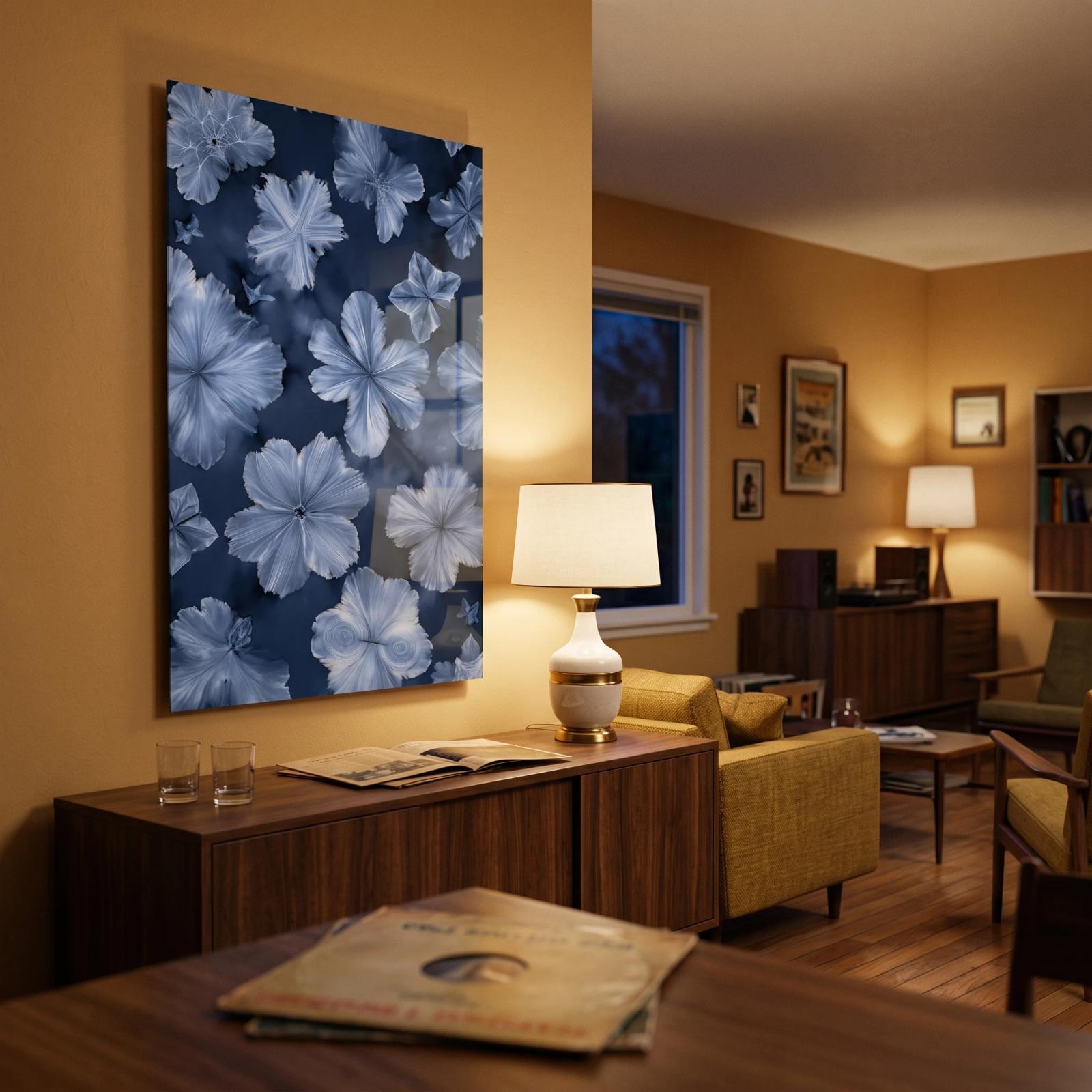 Indigo Floral Glass Wall Art Cyanotype Botanical | Glass Wall Art — 3