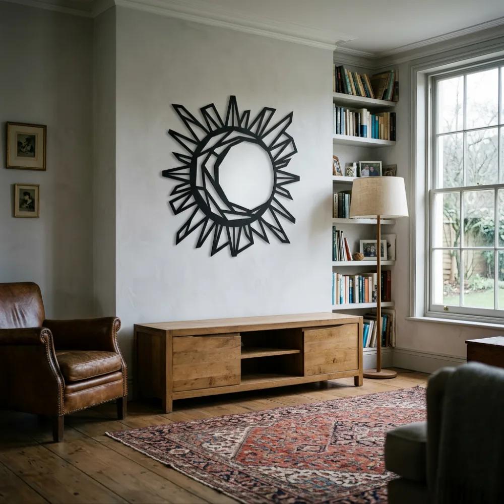 Geometric Sun and Moon Metal Wall Art – Celestial Harmony, Living Room Decor — 7