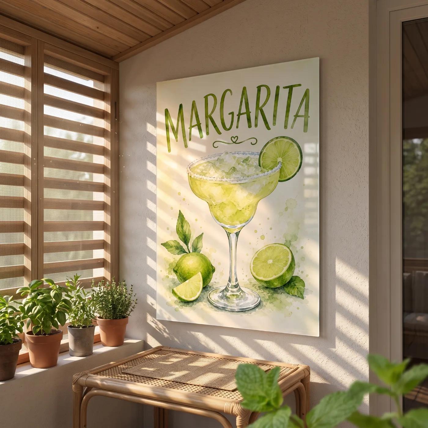 Margarita Watercolor Lime Cocktail Kitchen Wall Art | Glass Wall Art — 4
