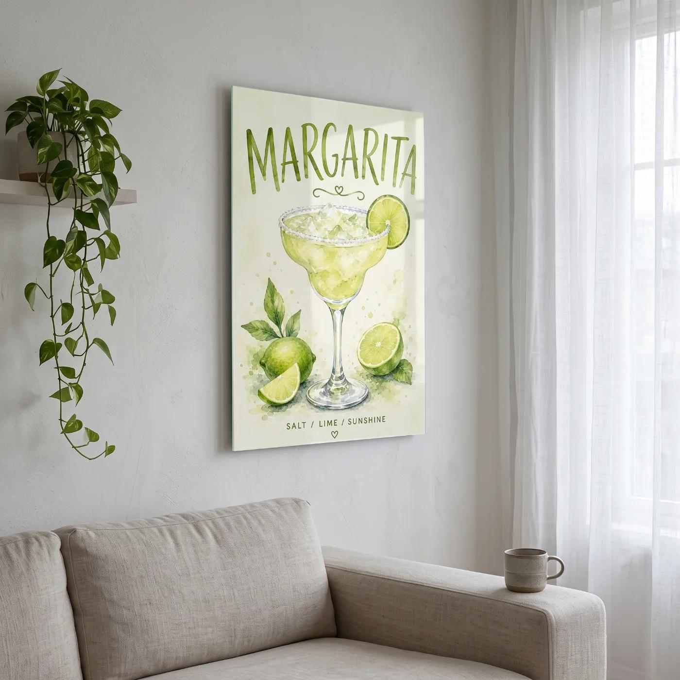 Margarita Watercolor Lime Cocktail Kitchen Wall Art | Glass Wall Art — 5