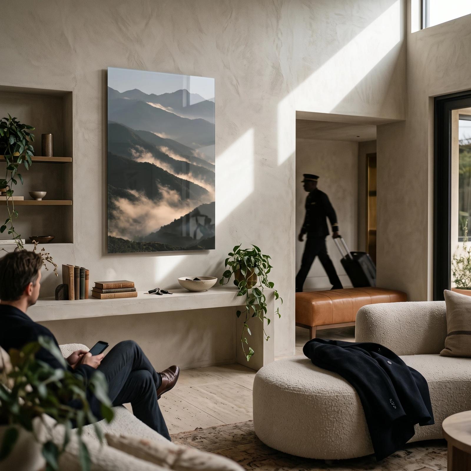 Misty Mountain Landscape Fog Ridgeline Glass Wall Art — 3