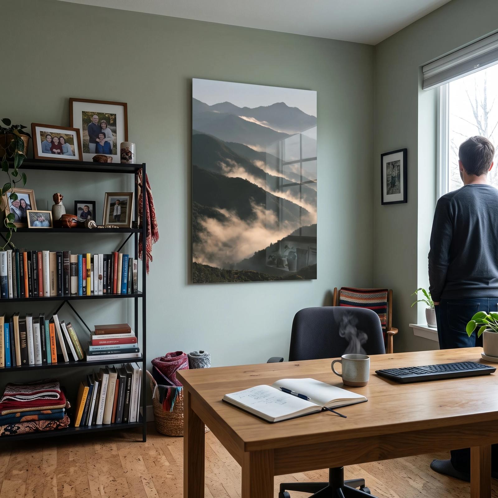 Misty Mountain Landscape Fog Ridgeline Glass Wall Art — 4