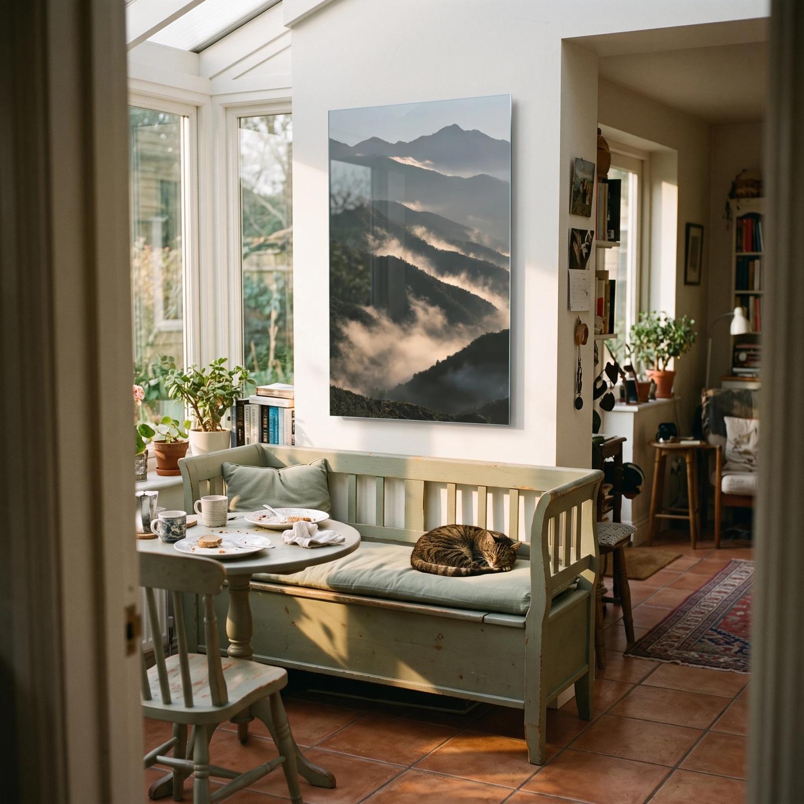 Misty Mountain Landscape Fog Ridgeline Glass Wall Art — 5