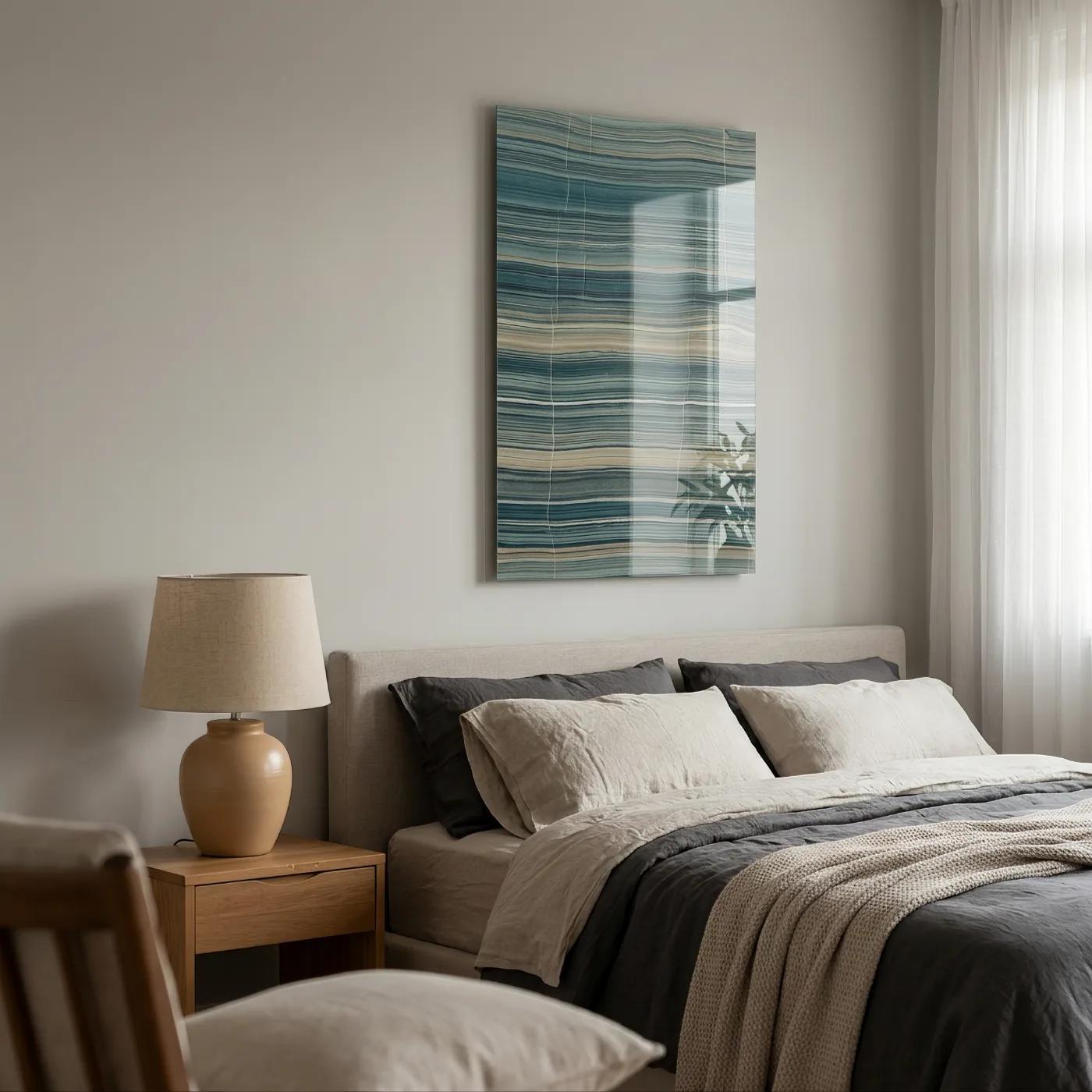 Teal Stone Strata Abstract Layered Glass Wall Art — 2