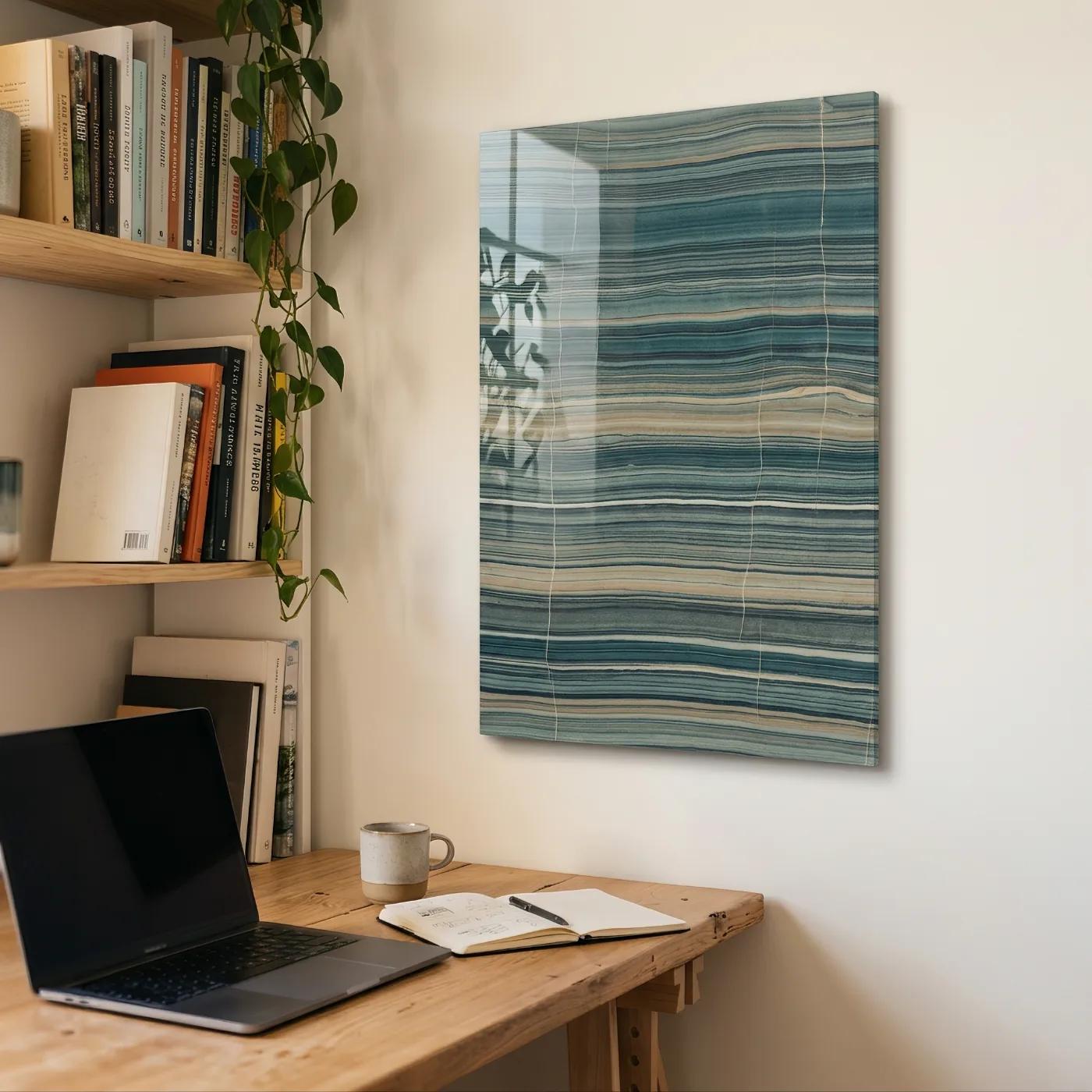 Teal Stone Strata Abstract Layered Glass Wall Art — 3