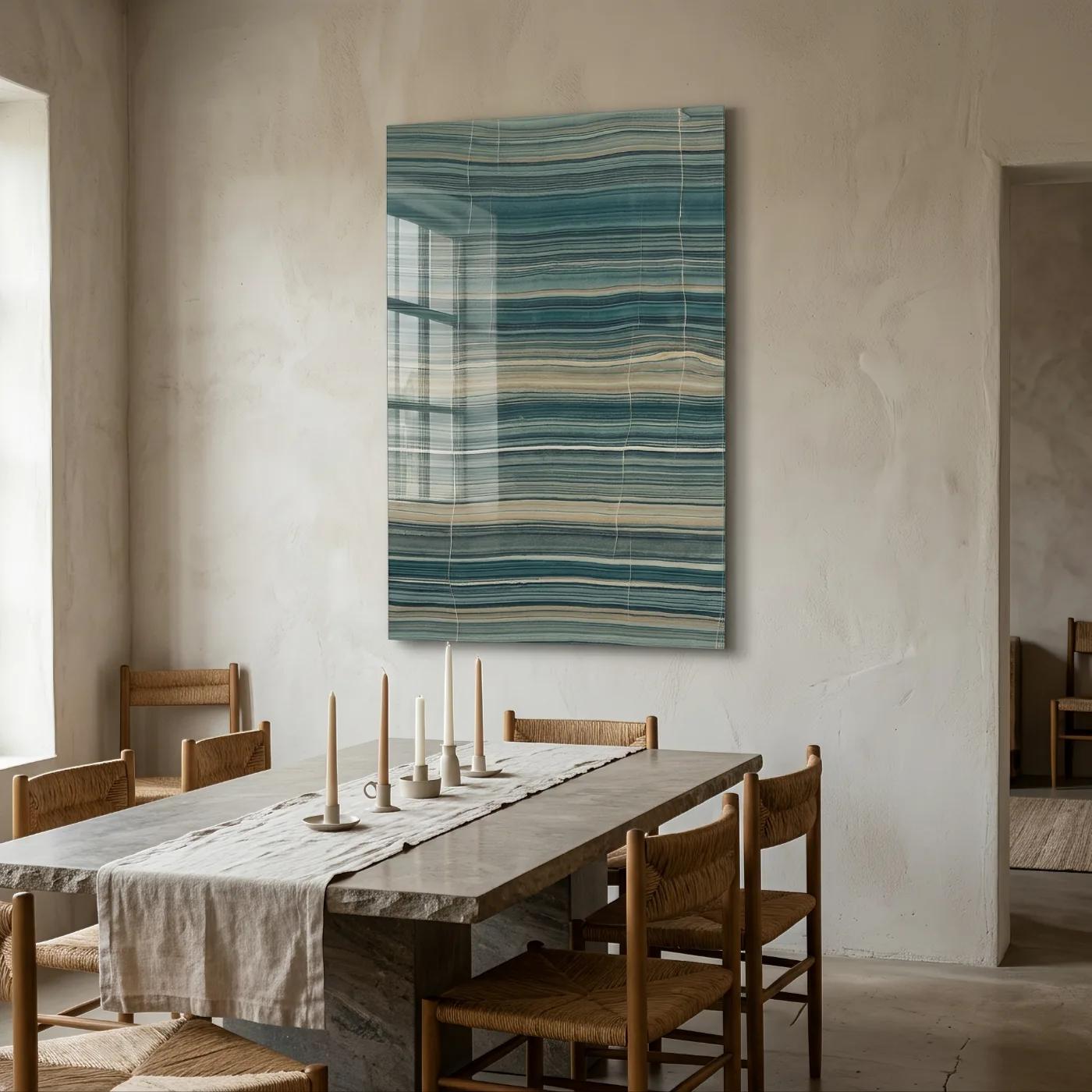 Teal Stone Strata Abstract Layered Glass Wall Art — 4