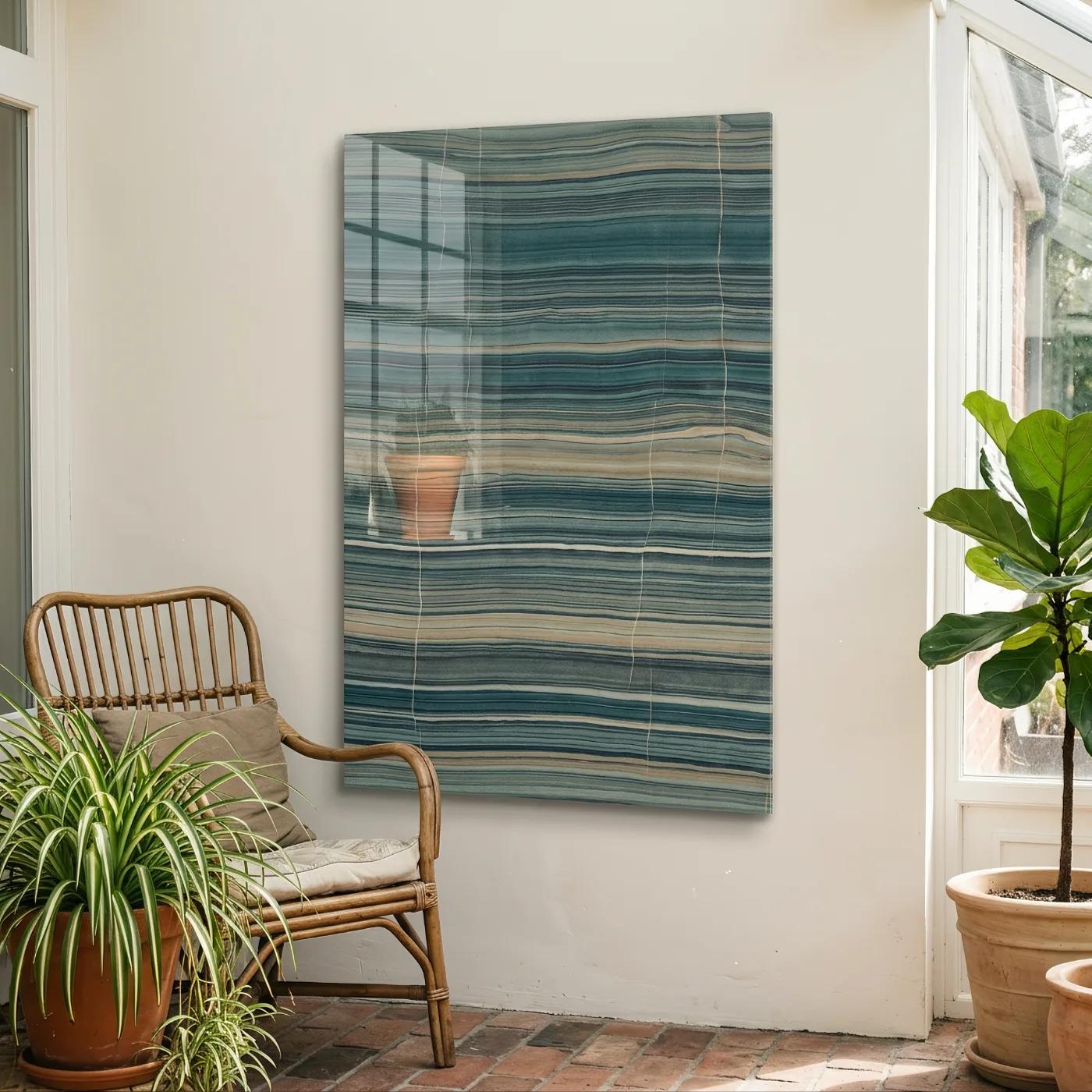 Teal Stone Strata Abstract Layered Glass Wall Art — 5