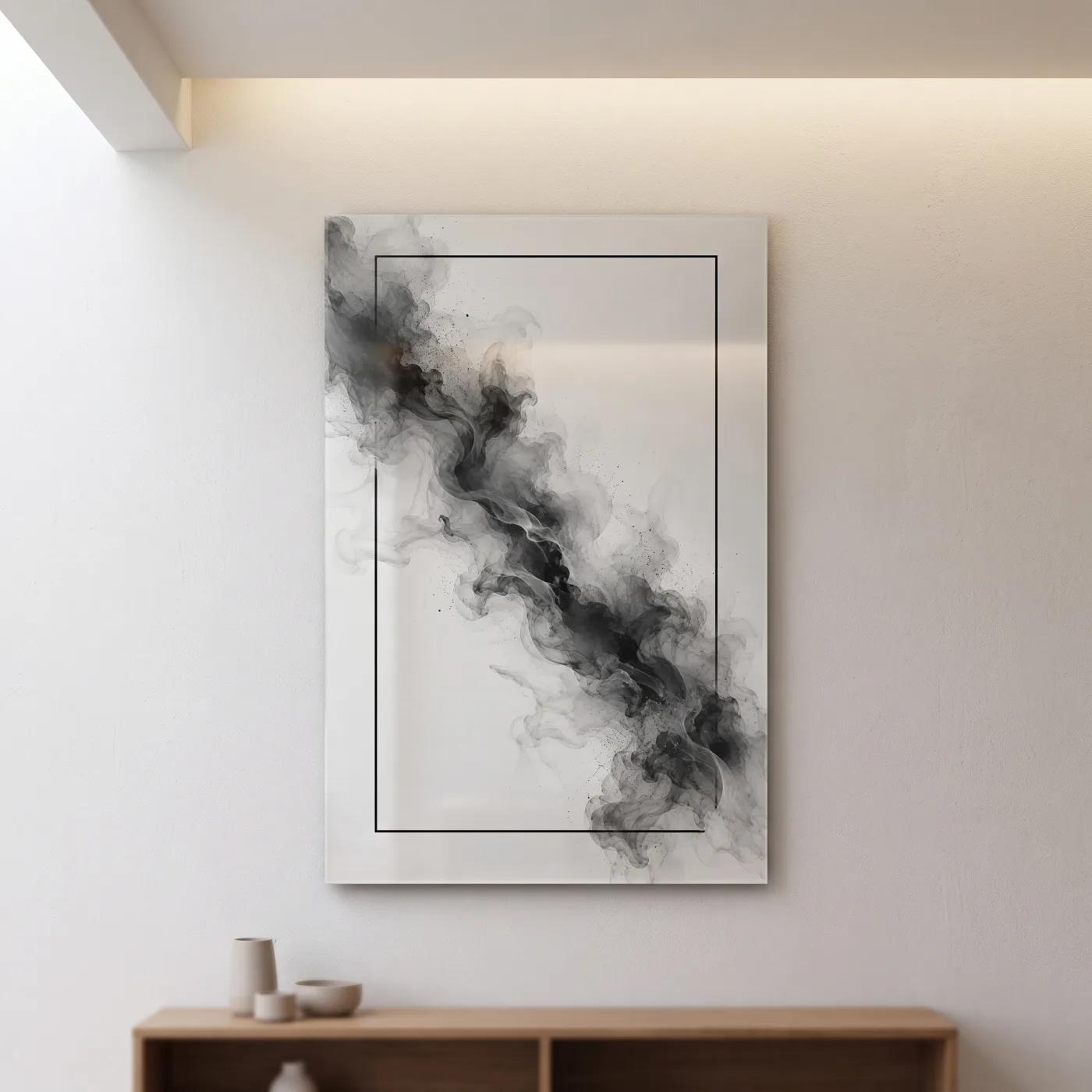 Black Smoke Abstract Wall Art Ink Cloud Design | Glass Wall Art