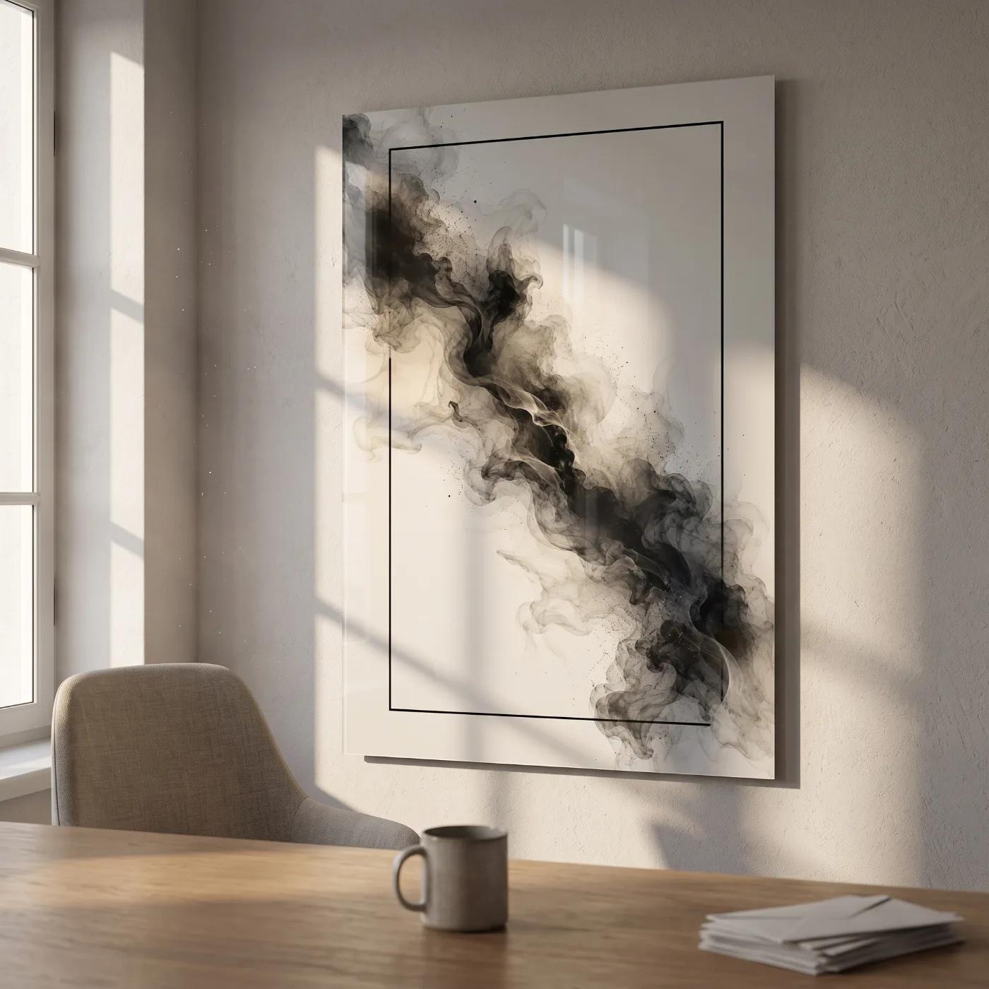 Black Smoke Abstract Wall Art Ink Cloud Design | Glass Wall Art — 2