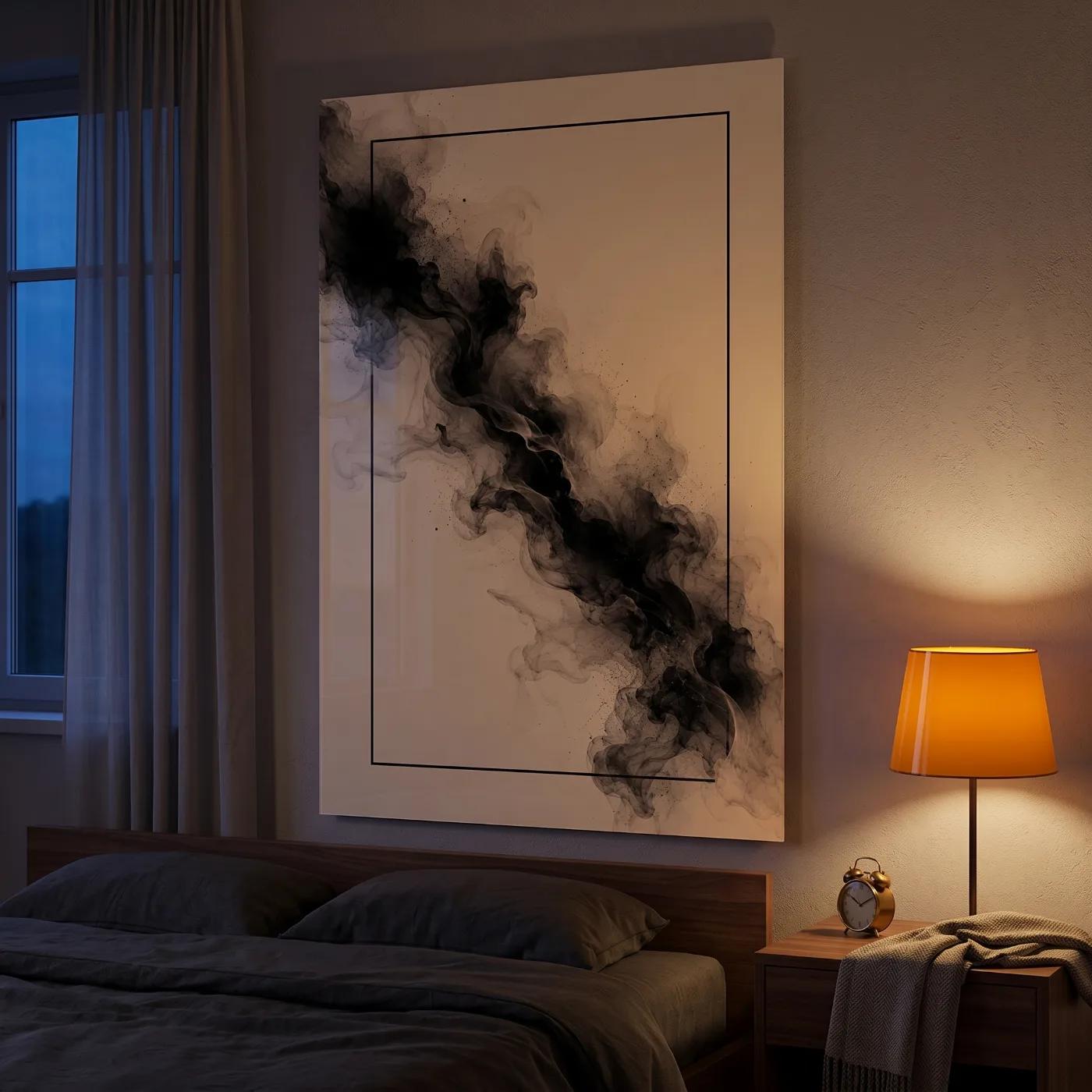 Black Smoke Abstract Wall Art Ink Cloud Design | Glass Wall Art — 3
