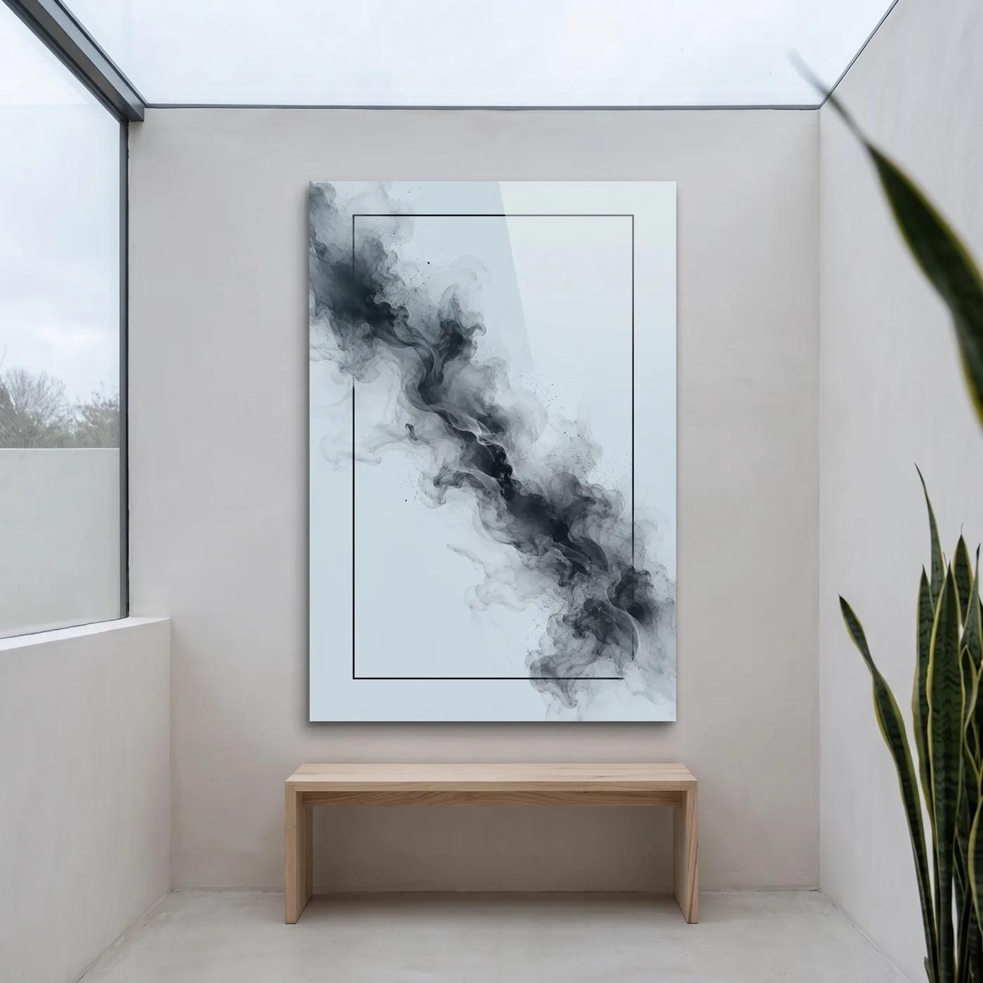 Black Smoke Abstract Wall Art Ink Cloud Design | Glass Wall Art — 4
