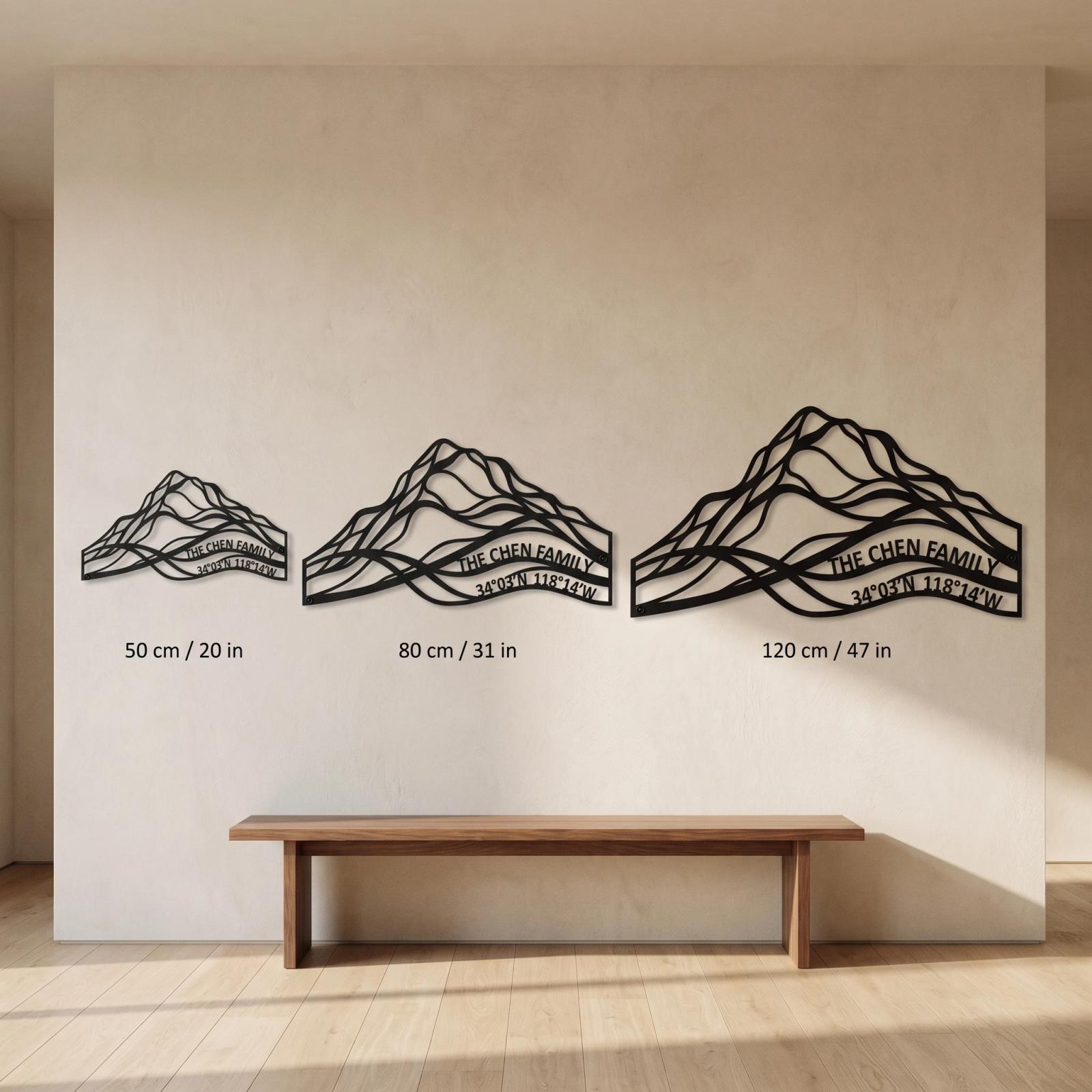 Custom Topographic Mountain Metal Wall Art – Summit Vibe, Living Room Decor — 10