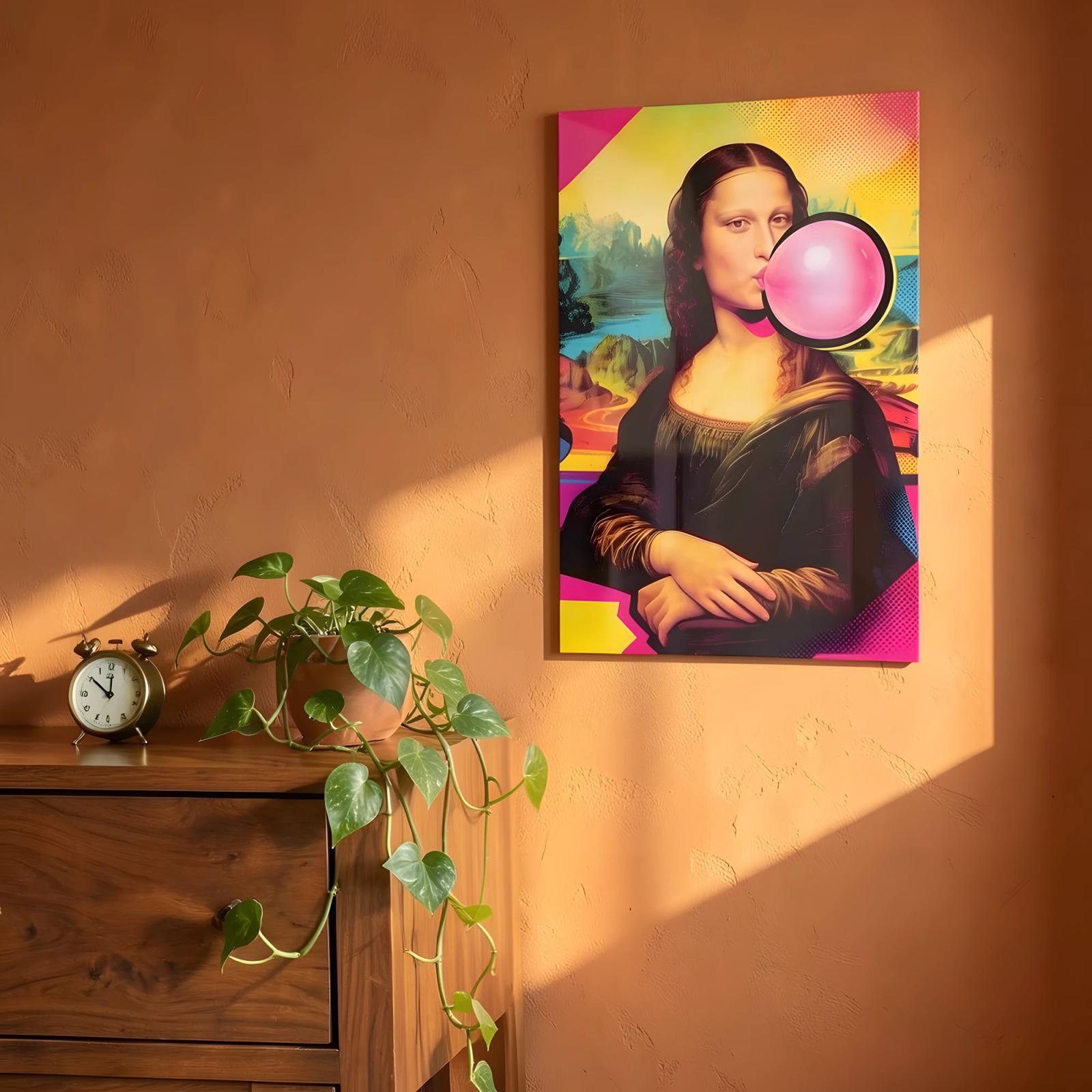 Bubblegum Mona Lisa Pop Art Colorful Glass Wall Art — 5