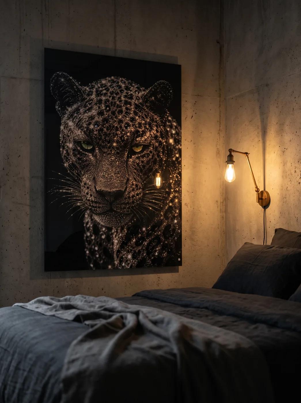 Diamond Leopard Portrait Bold Luxury Glass Wall Art — 4