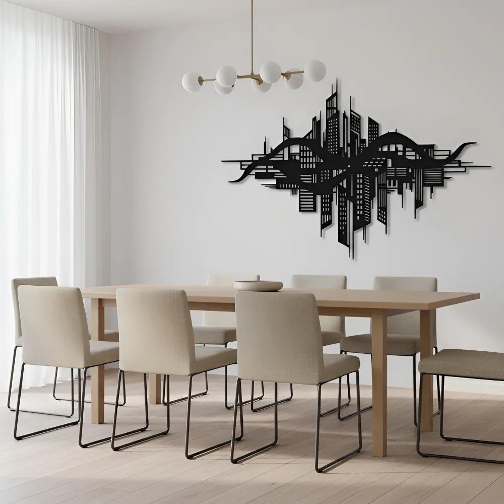 Futuristic Cityscape Metal Wall Art – Metropolis Skyline, Home Office Decor — 12