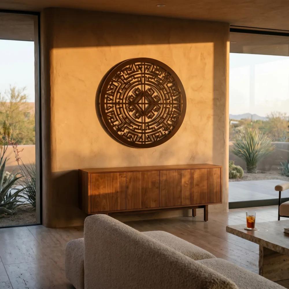 Geometric Mandala Metal Wall Art – Celtic Labyrinth, Zen Home Decor — 9