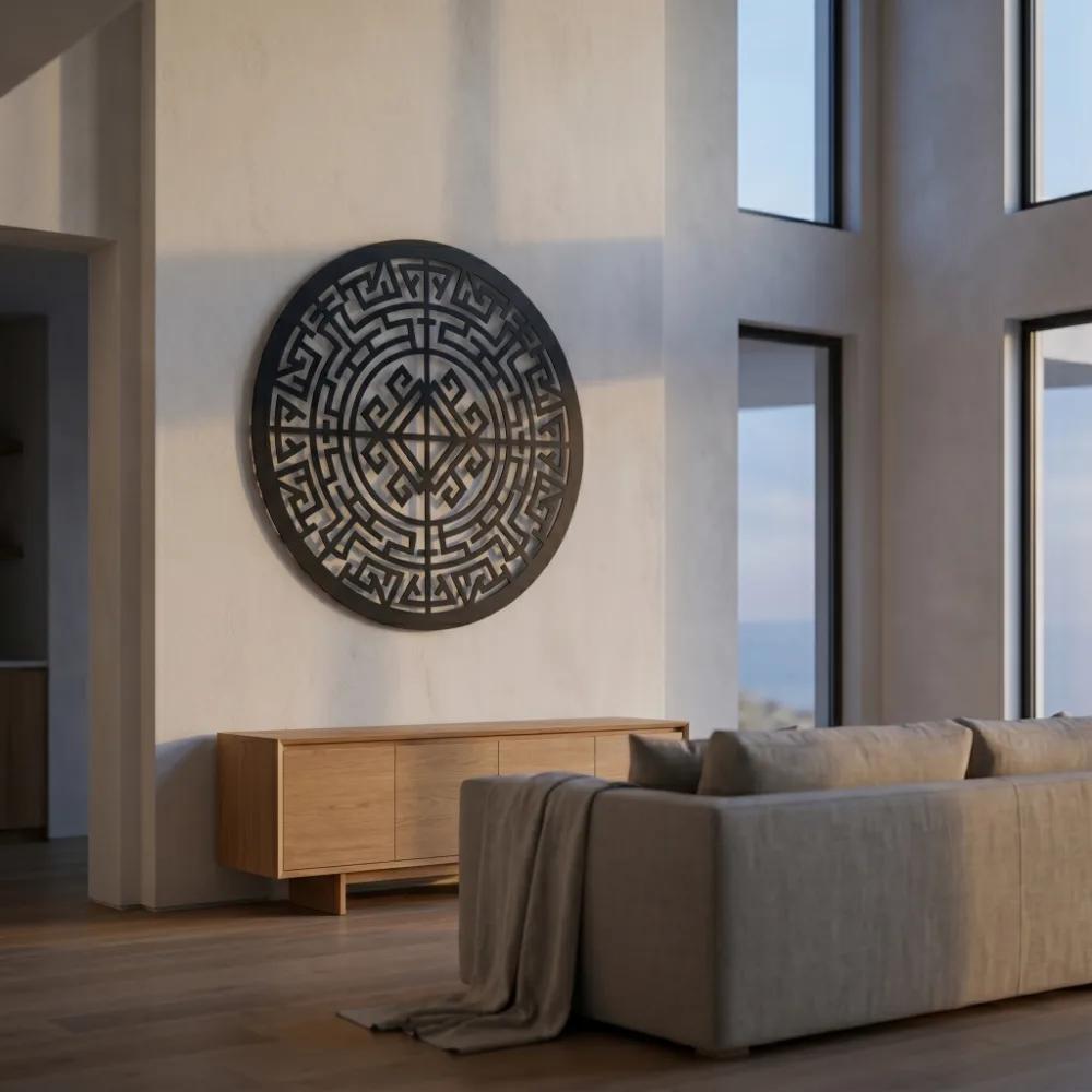 Geometric Mandala Metal Wall Art – Celtic Labyrinth, Zen Home Decor