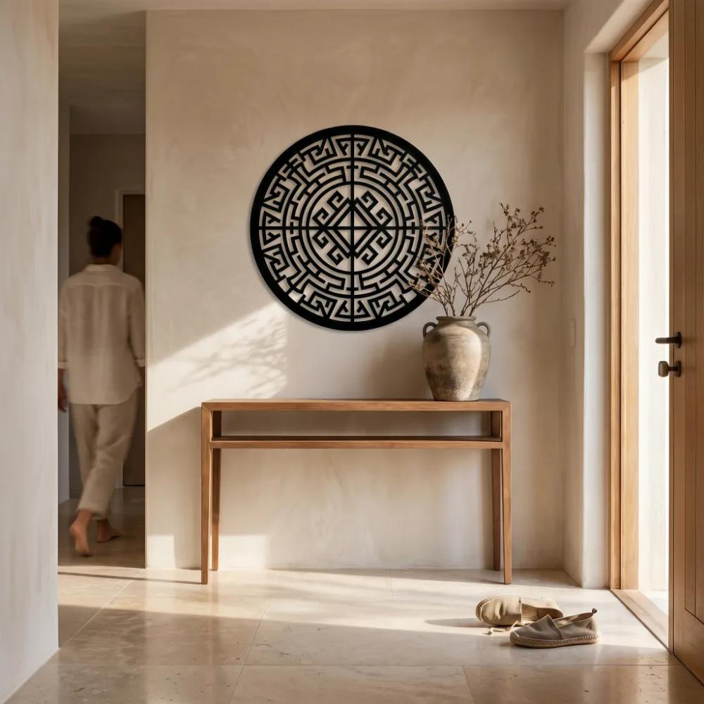 Geometric Mandala Metal Wall Art – Celtic Labyrinth, Zen Home Decor — 5