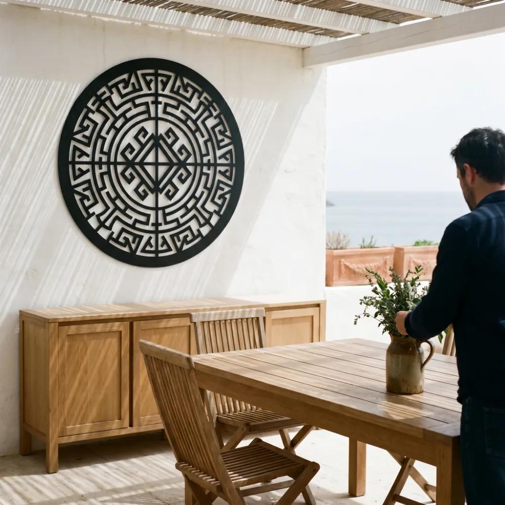 Geometric Mandala Metal Wall Art – Celtic Labyrinth, Zen Home Decor — 7