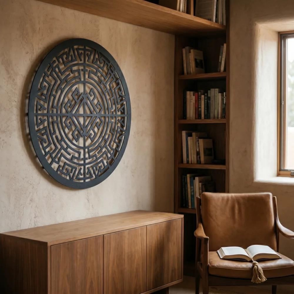 Geometric Mandala Metal Wall Art – Celtic Labyrinth, Zen Home Decor — 8