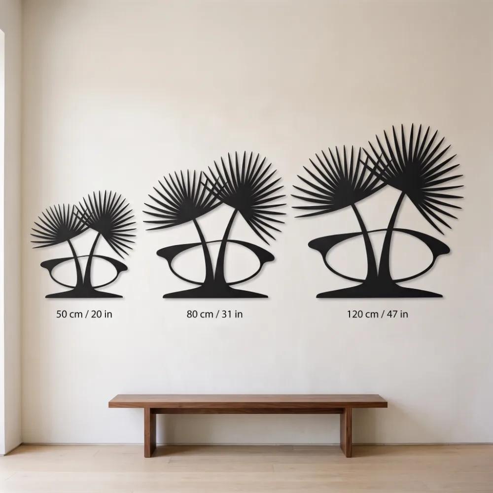 Palm Leaf Metal LED Wall Art – Fan Palm Duet, Living Room Backlit Decor — 4