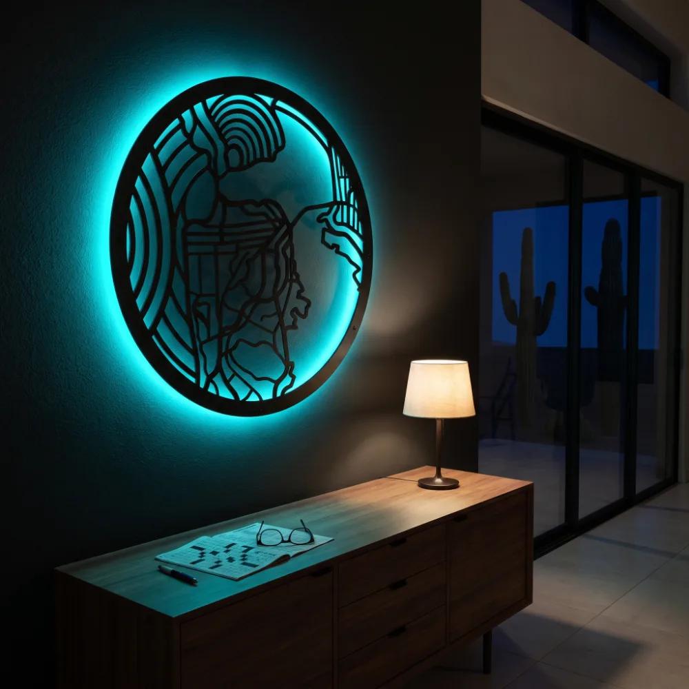 Abstract Face Metal LED Wall Art – Inner Meridian, Modern Living Room Decor — 5