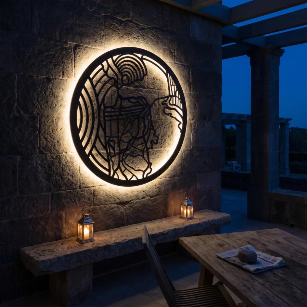 Abstract Face Metal LED Wall Art – Inner Meridian, Modern Living Room Decor — 7