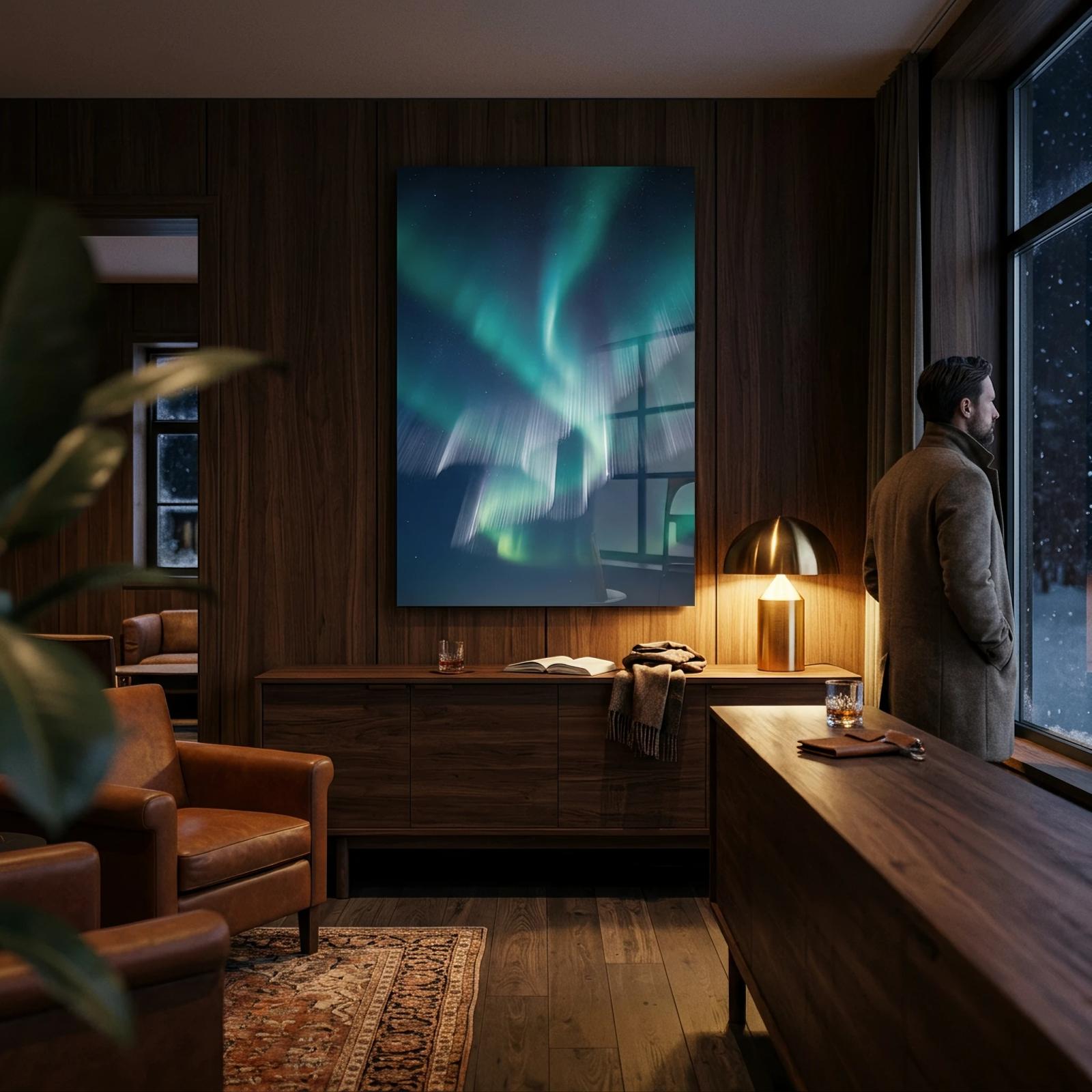 Aurora Borealis Night Sky Vertical Tempered Glass Wall Art — 2