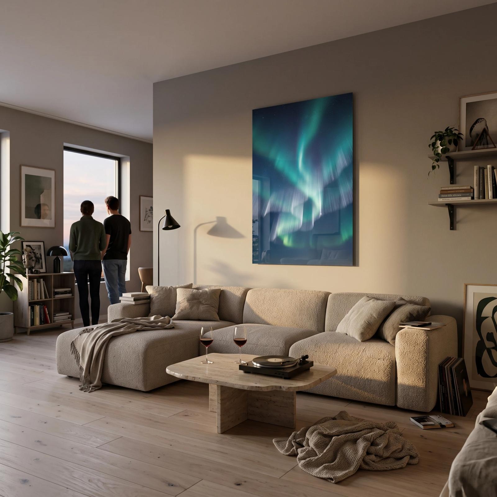 Aurora Borealis Night Sky Vertical Tempered Glass Wall Art — 4