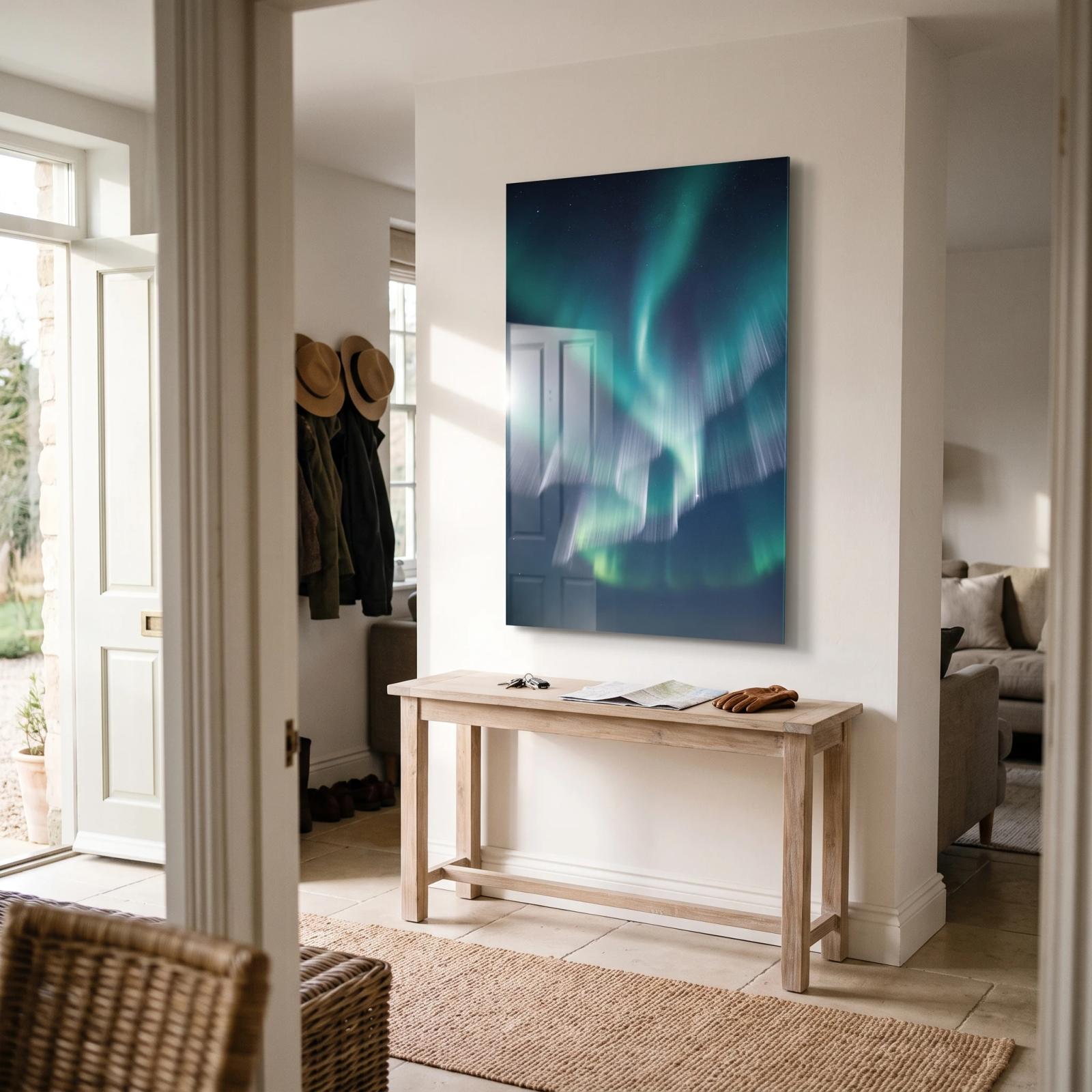 Aurora Borealis Night Sky Vertical Tempered Glass Wall Art — 5