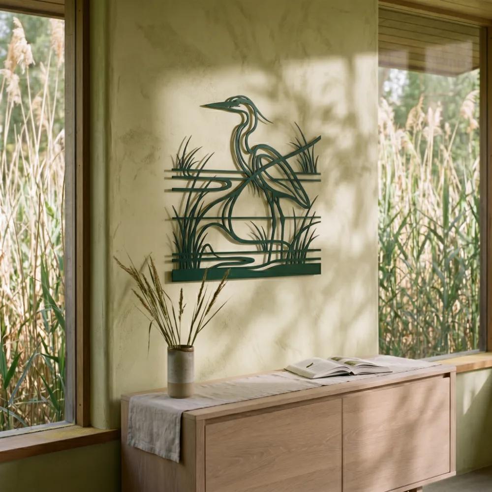 Great Blue Heron Metal Wall Art – Marsh Bird Silhouette, Coastal Home Decor — 2