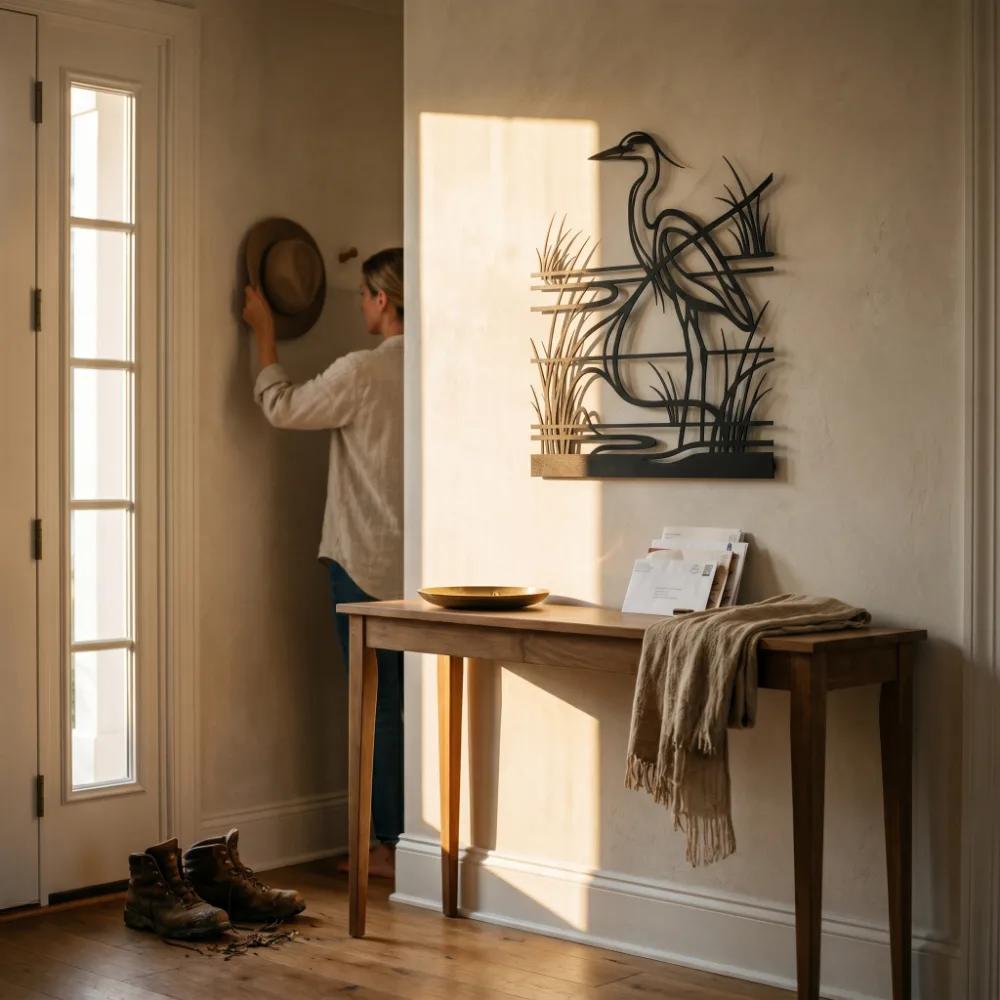 Great Blue Heron Metal Wall Art – Marsh Bird Silhouette, Coastal Home Decor — 5