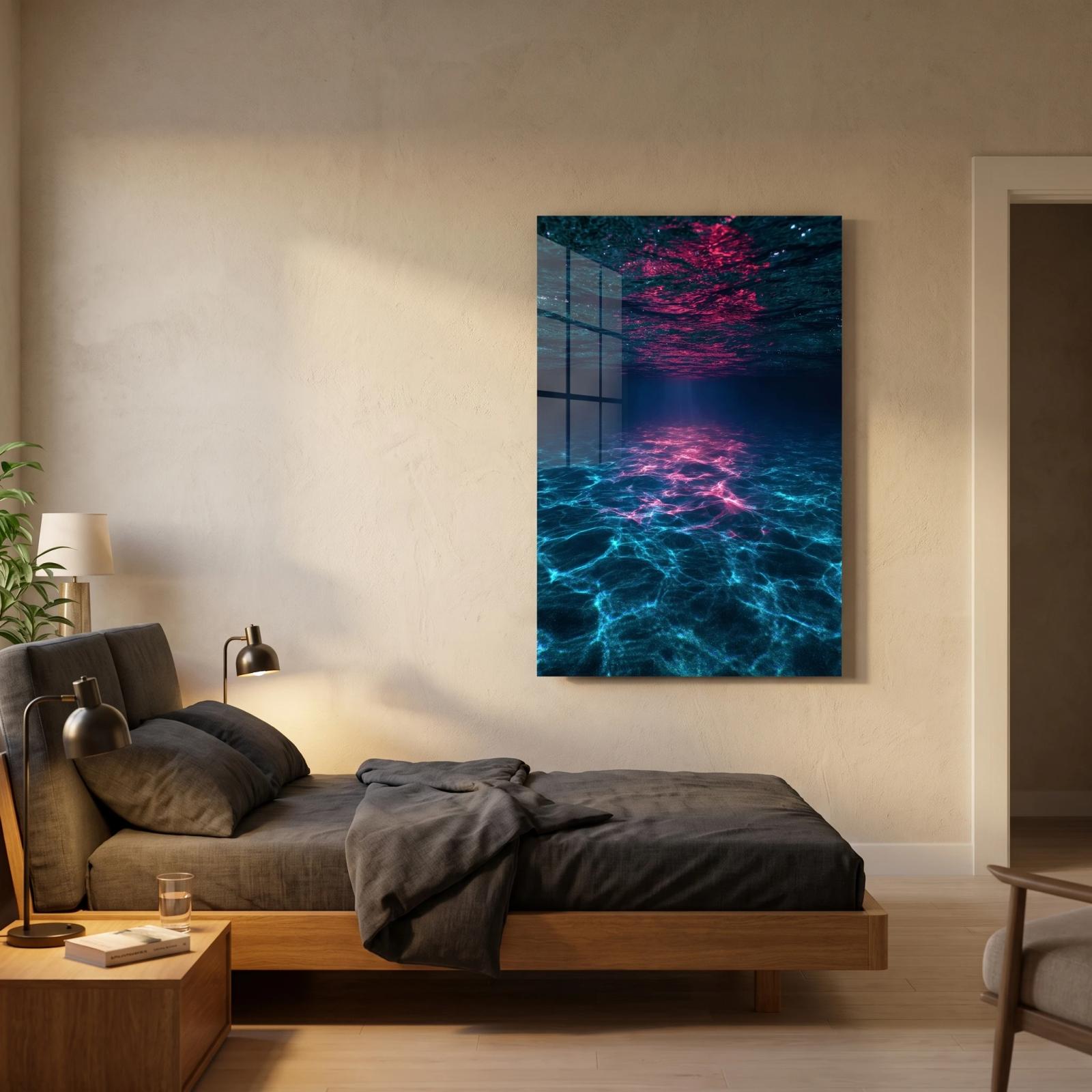 Underwater Ocean Light Caustics Scene | Glass Wall Art