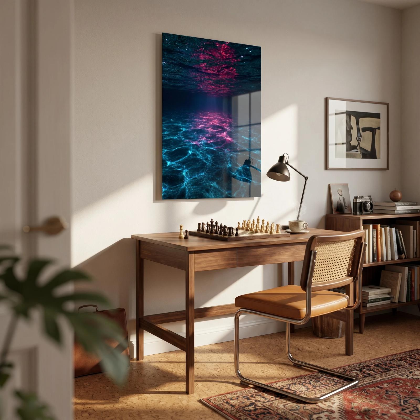 Underwater Ocean Light Caustics Scene | Glass Wall Art — 2