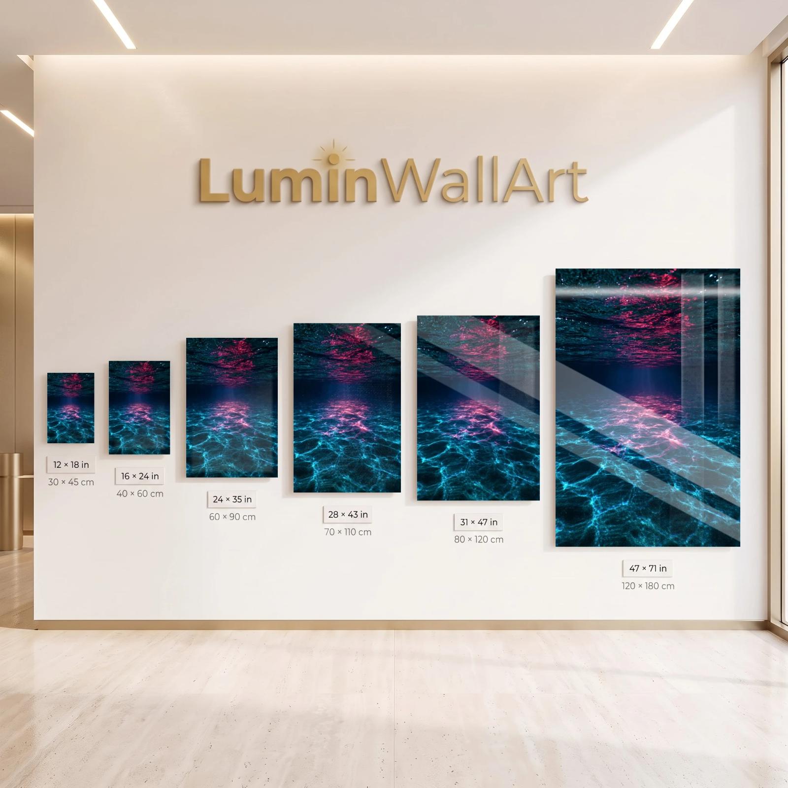 Underwater Ocean Light Caustics Scene | Glass Wall Art — 7