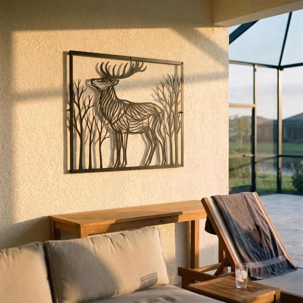 Deer Metal Wall Art Forest Silhouette – Woodland Sovereign, Living Room Decor — 4