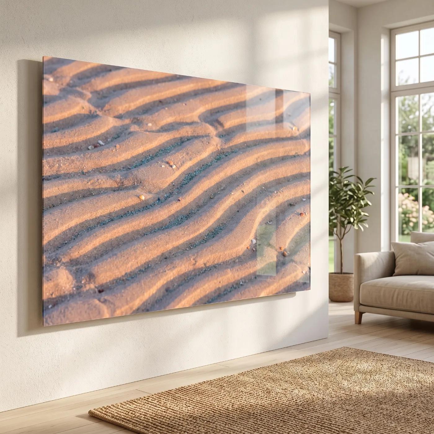 Sand Ripple Coastal Nature Photography Tempered Glass Wall Art — 3