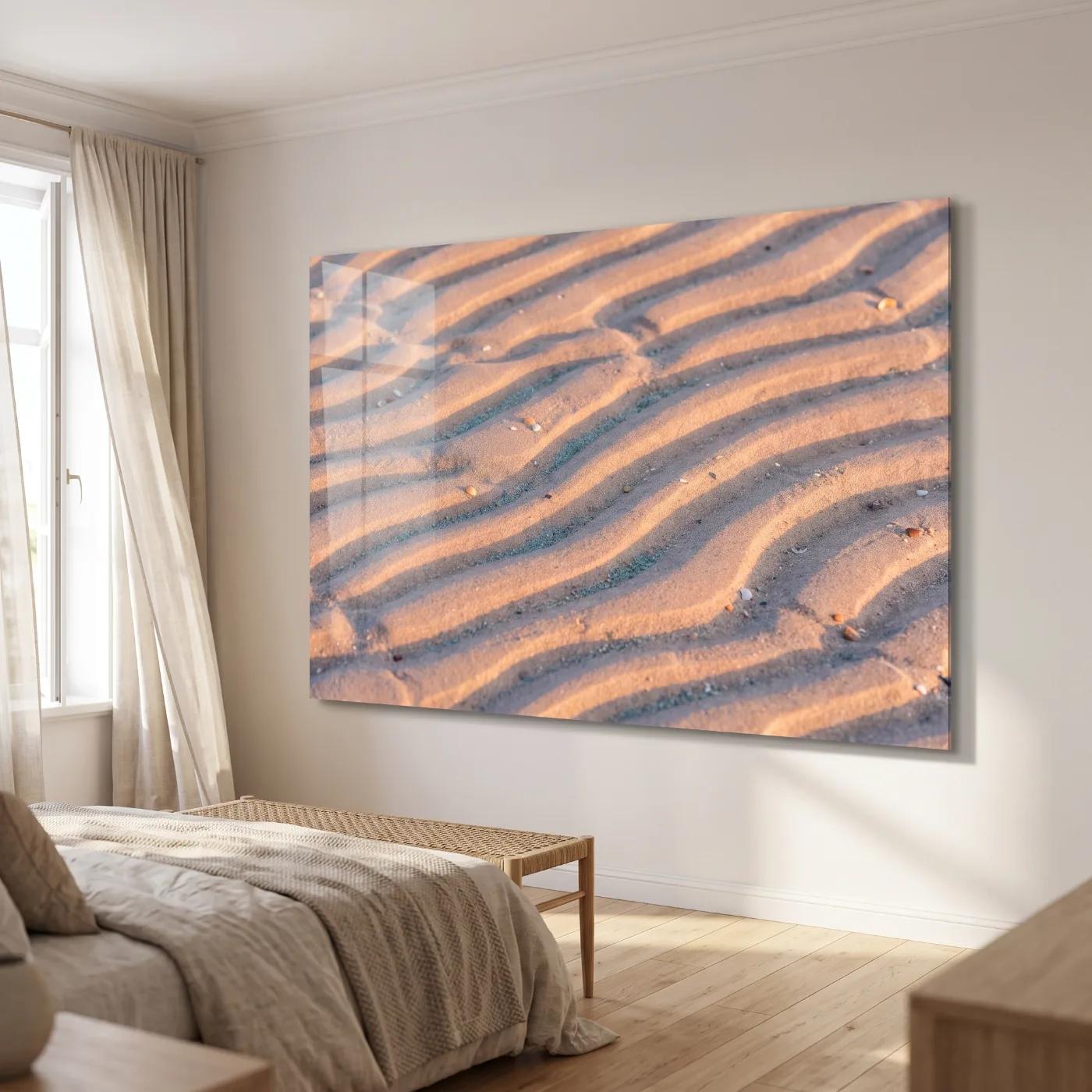 Sand Ripple Coastal Nature Photography Tempered Glass Wall Art