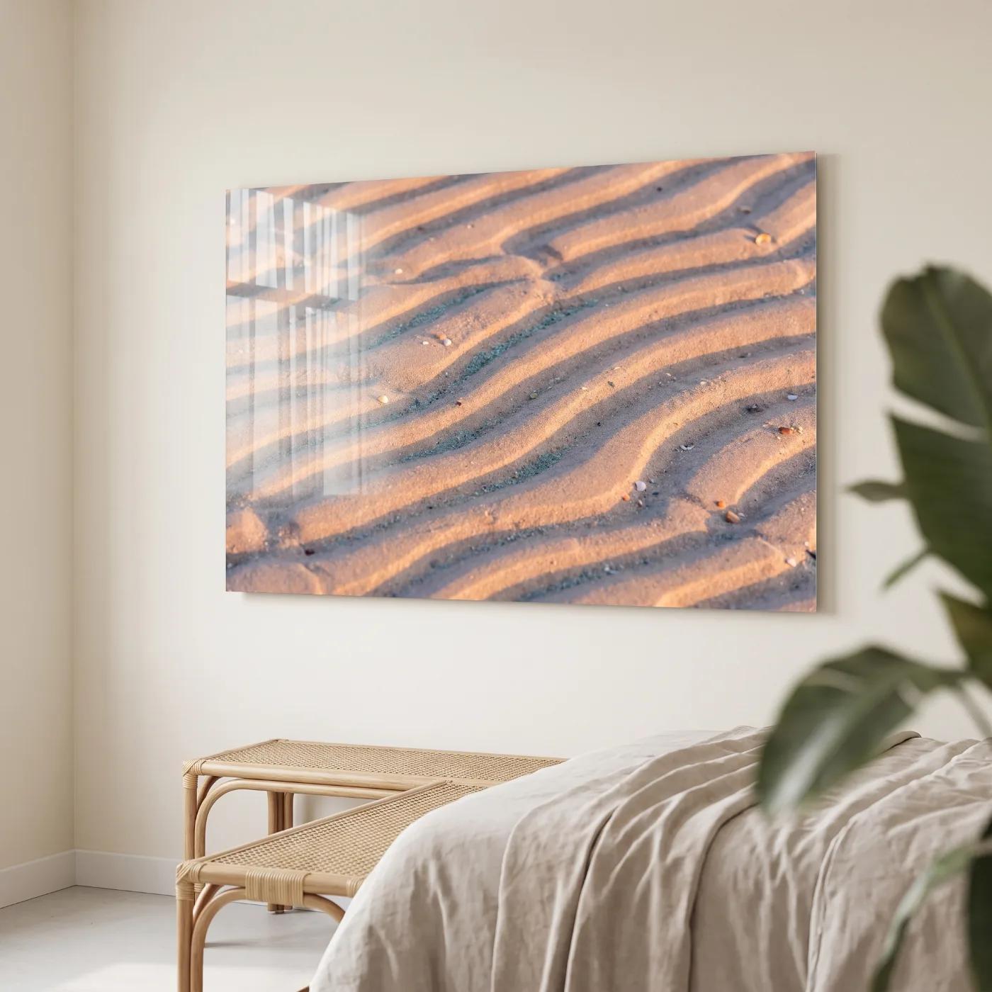 Sand Ripple Coastal Nature Photography Tempered Glass Wall Art — 4