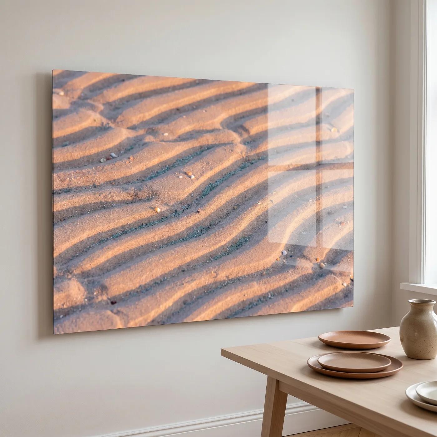 Sand Ripple Coastal Nature Photography Tempered Glass Wall Art — 2