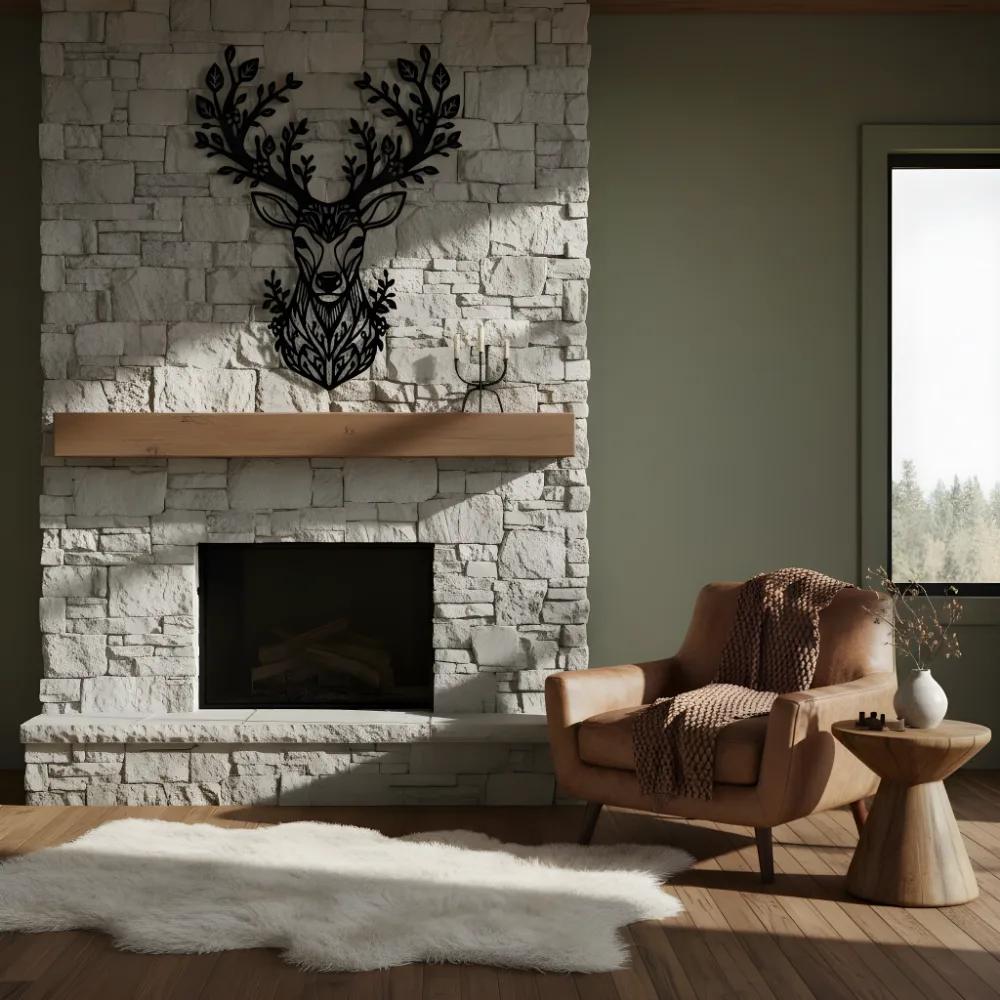 Floral Deer Metal Wall Art – Forest Spirit Buck, Rustic Living Room Decor — 13
