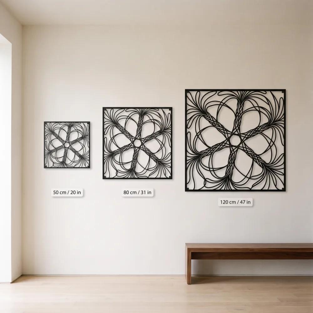 Abstract Floral Line Metal Wall Art – Petal Current, Modern Living Room Decor — 10