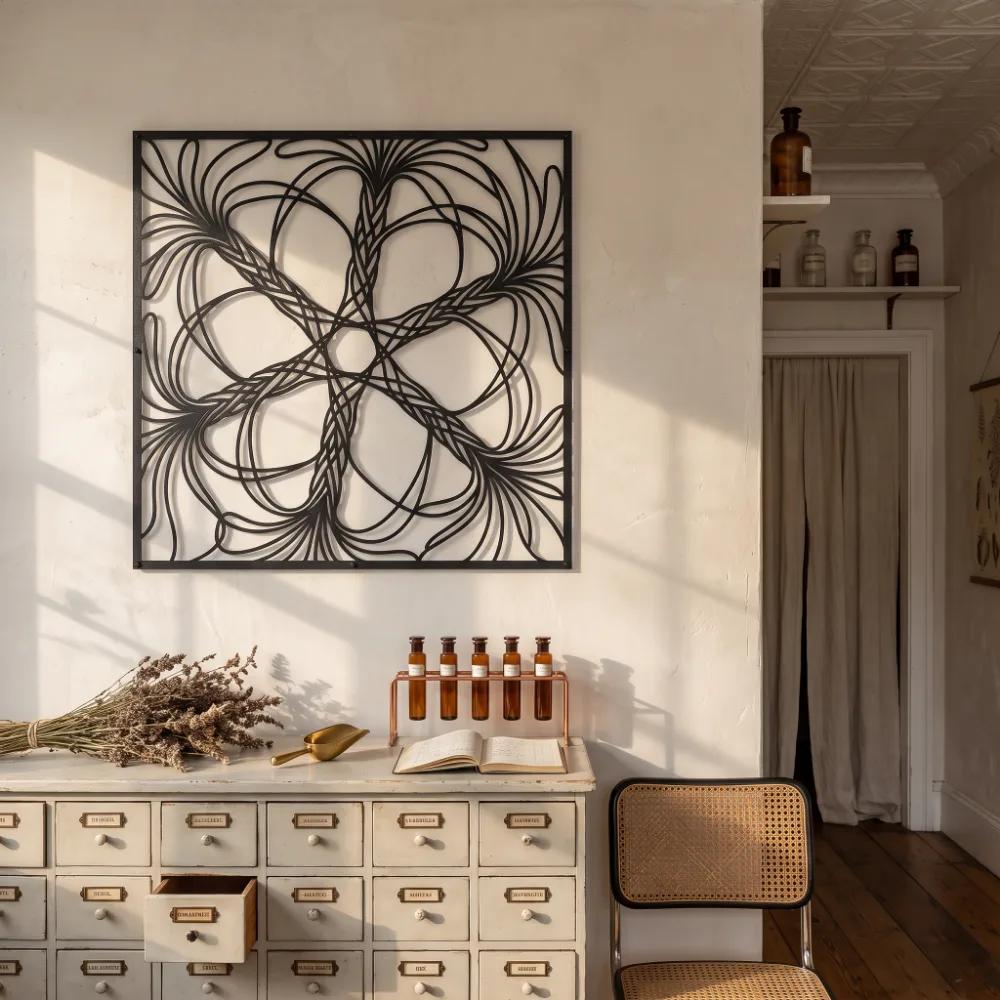 Abstract Floral Line Metal Wall Art – Petal Current, Modern Living Room Decor — 7